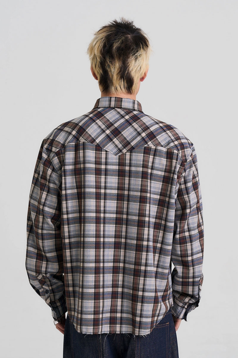 Plaid Frayed Edge Shirt