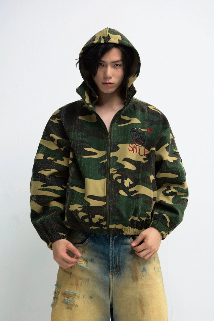 Punk Camo Scratched Hoodie