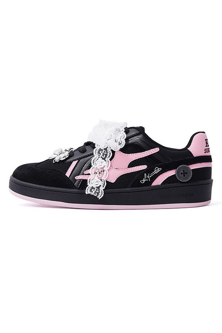 Black Pink Unisex Retro Low Top Trainers