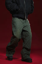 Mesh Panel Straight-Leg Denim