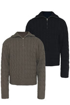 Half Zip Cable Knit Sweater