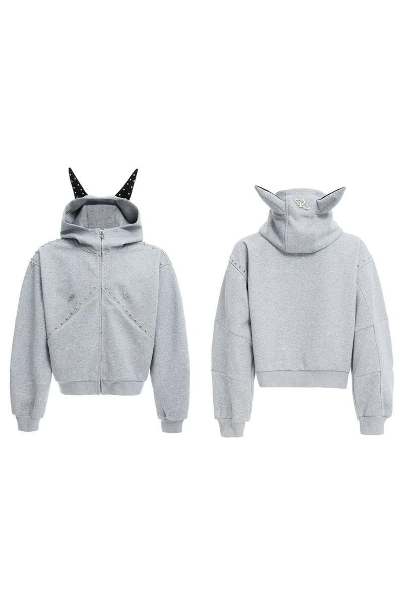 トップス UNUSED Gourd pattern mesh dog ear jacket Dog Ears Studded Hoodie - Argue Culture – Copping Zone