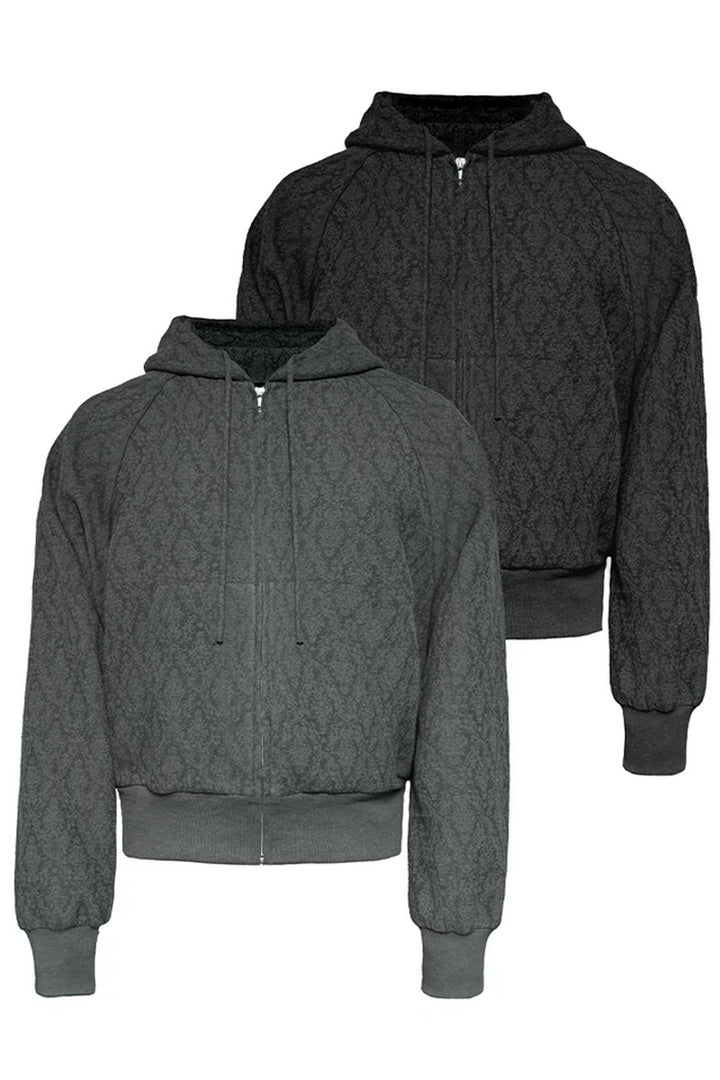 Textured Zipper Hoodie