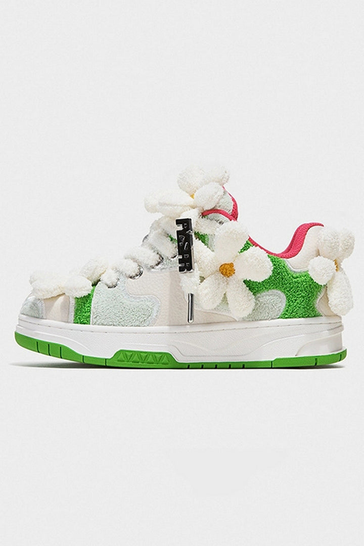 Sherpa Patchwork Flower Sneakers