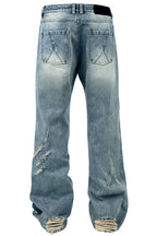 Distressed Washed Flare Jeans