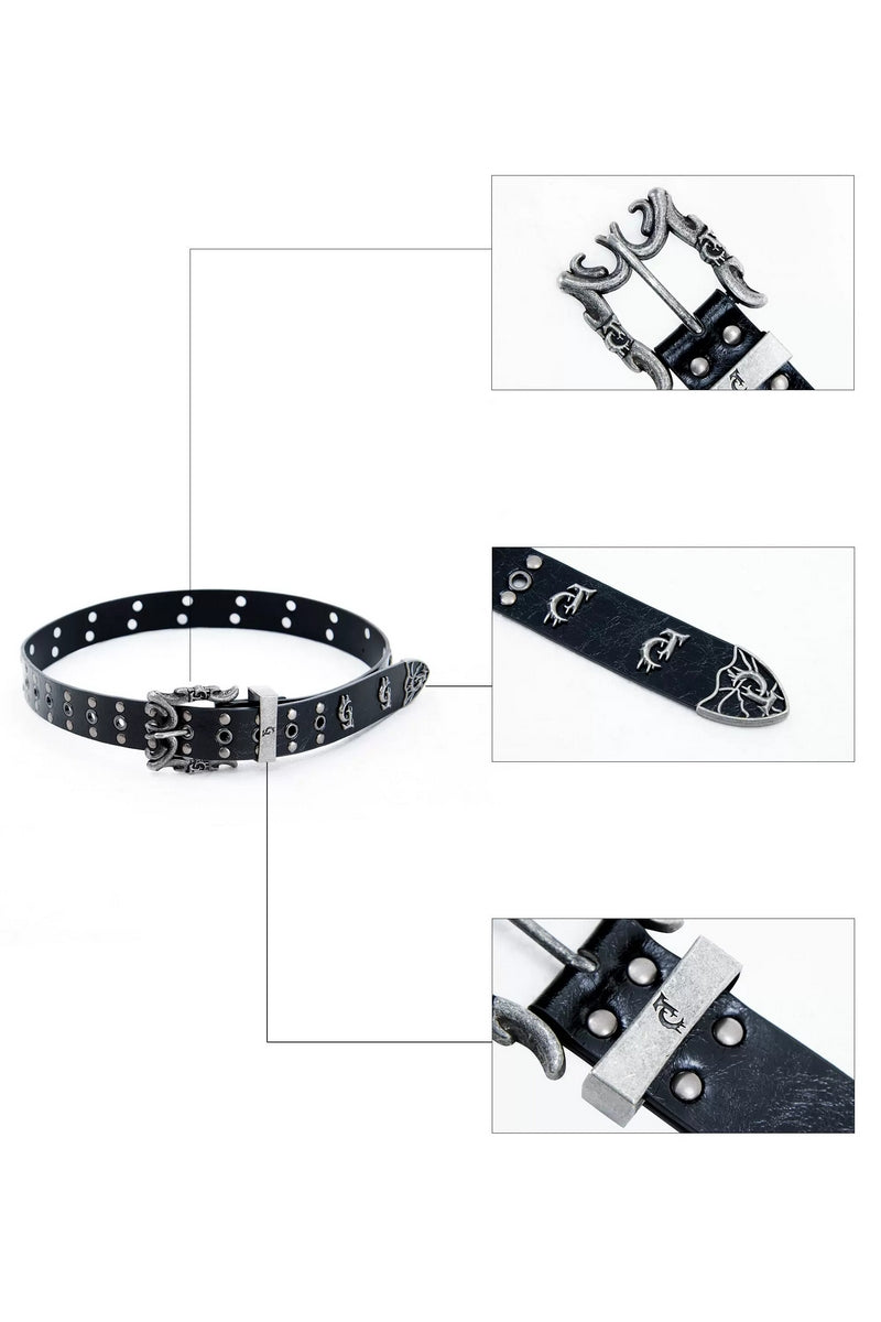 Vintage Metal Logo Studded Belt