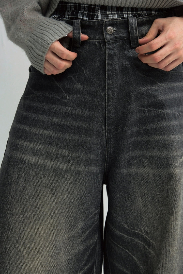 Hand-Painted PU Washed Jeans