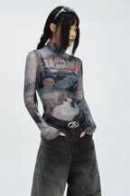 Slim Fit Mesh Long Sleeve T-Shirt