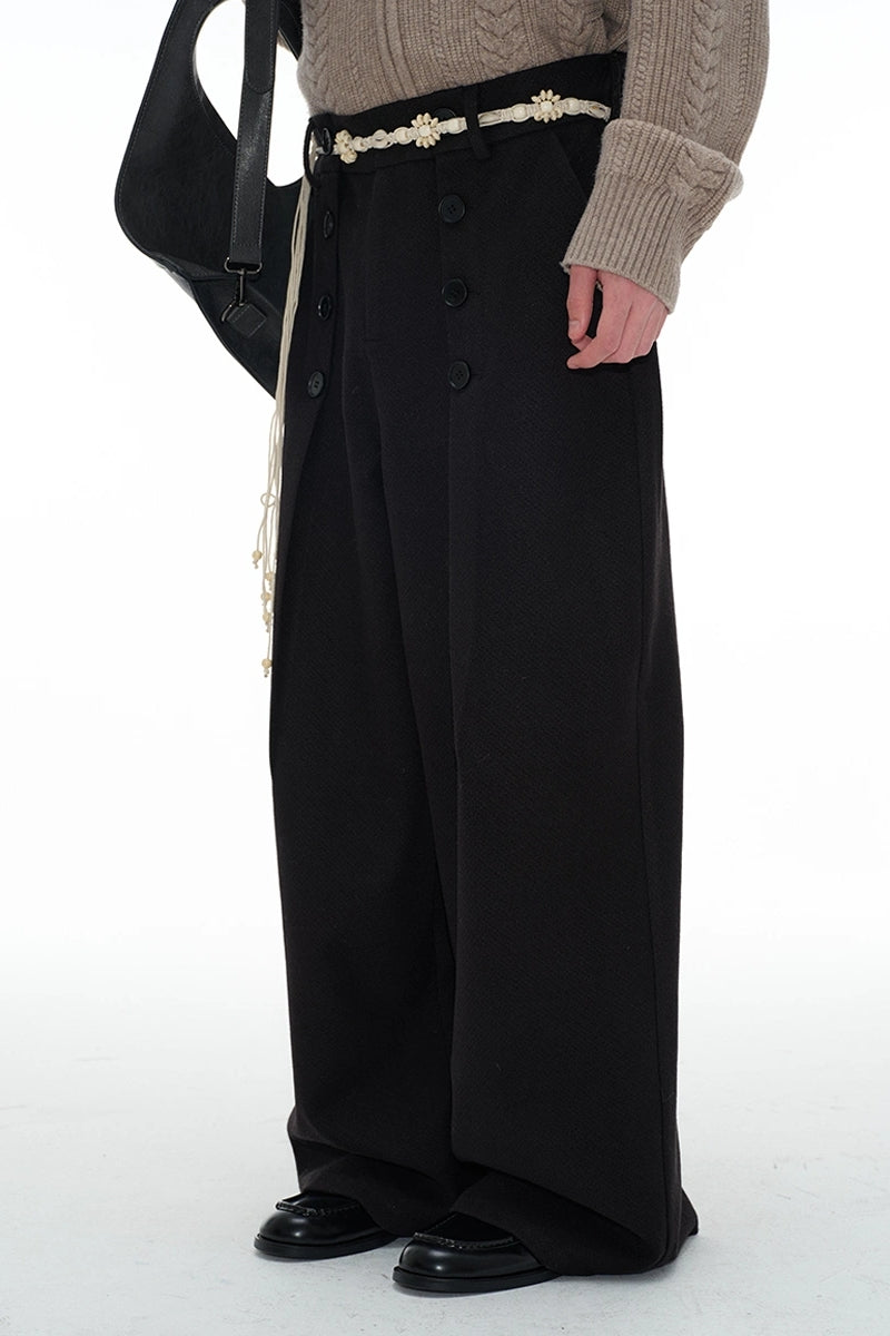 Buttoned Wool Trousers