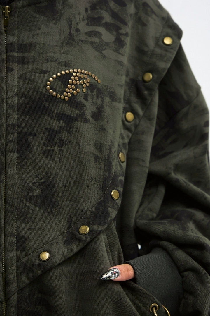 Camo Bronze Button Hoodie