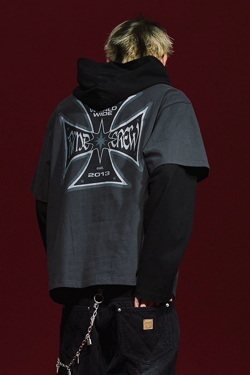 Layered Look Hooded Long Sleeve Tee – Copping Zone