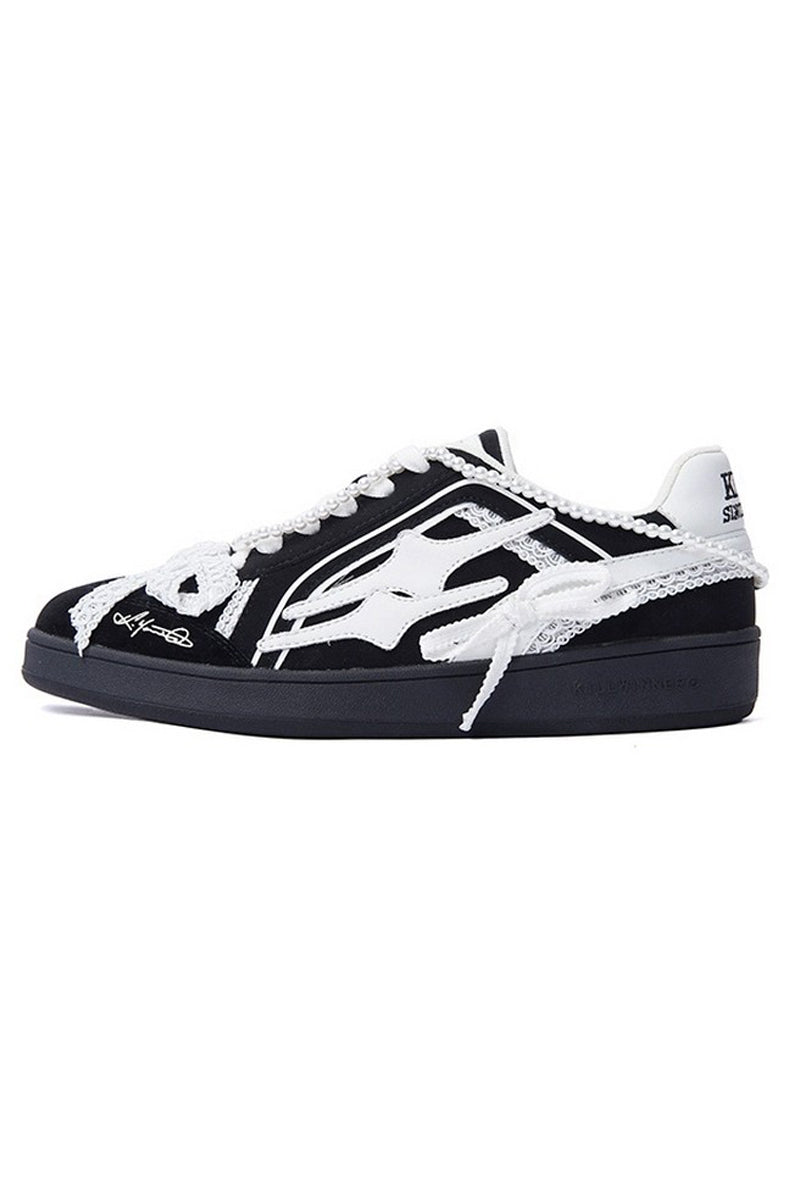 Pearl Black Unisex Retro Low Top Trainers