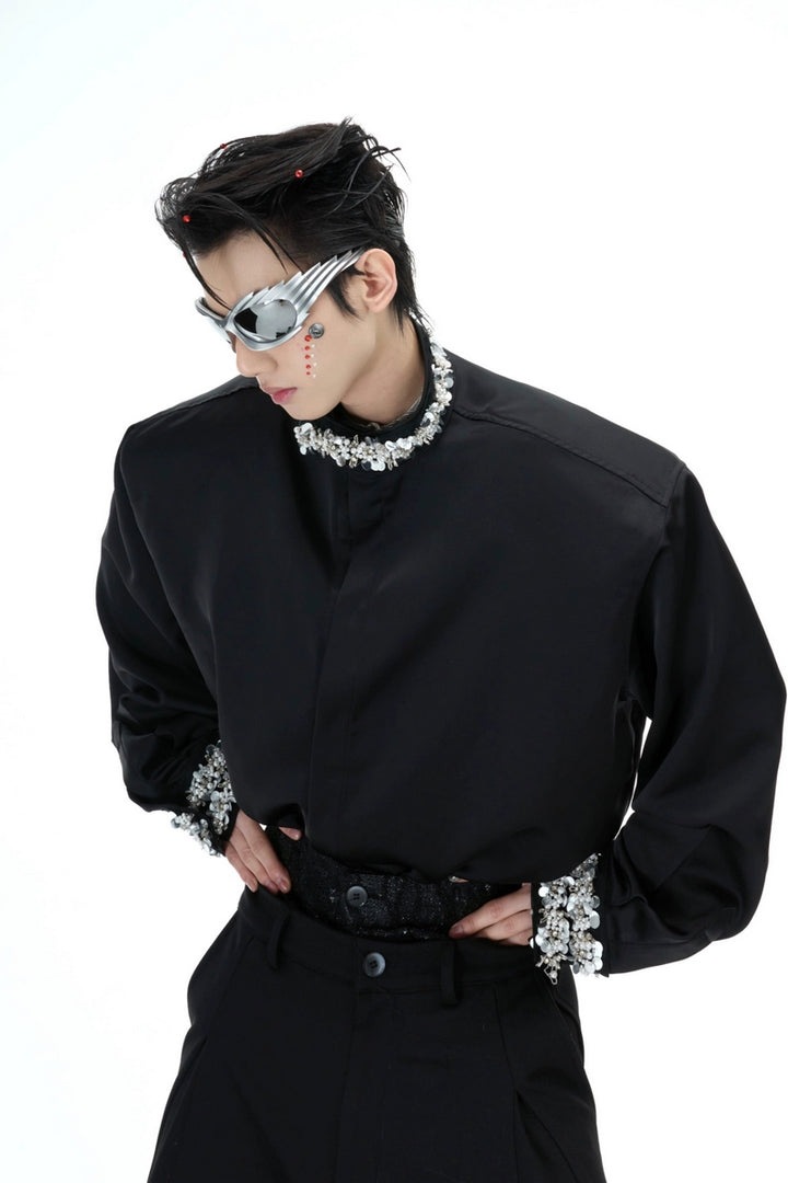 Rhinestone Satin Luxury Shirt