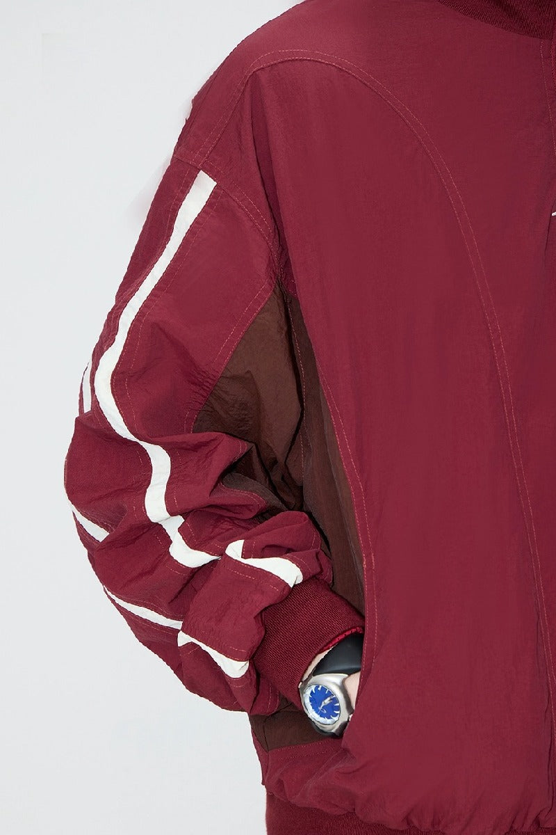 Vintage Red Colorblock Windbreaker