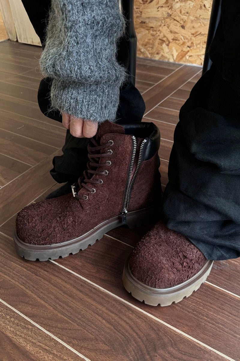 Distressed Leather Work Boots