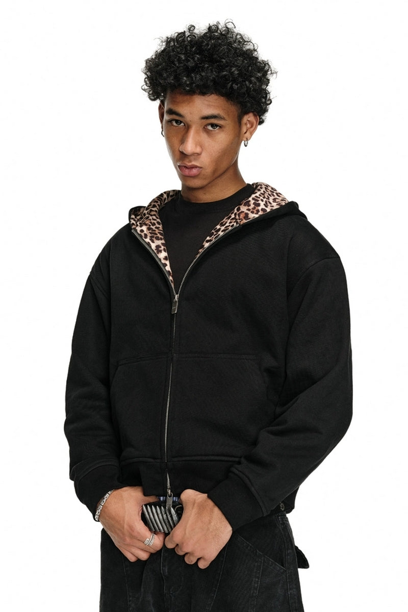 Heavyweight Zip Hoodie Leopard Lining