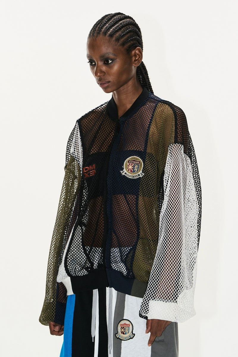 Colorblock Mesh Embroidered Jacket