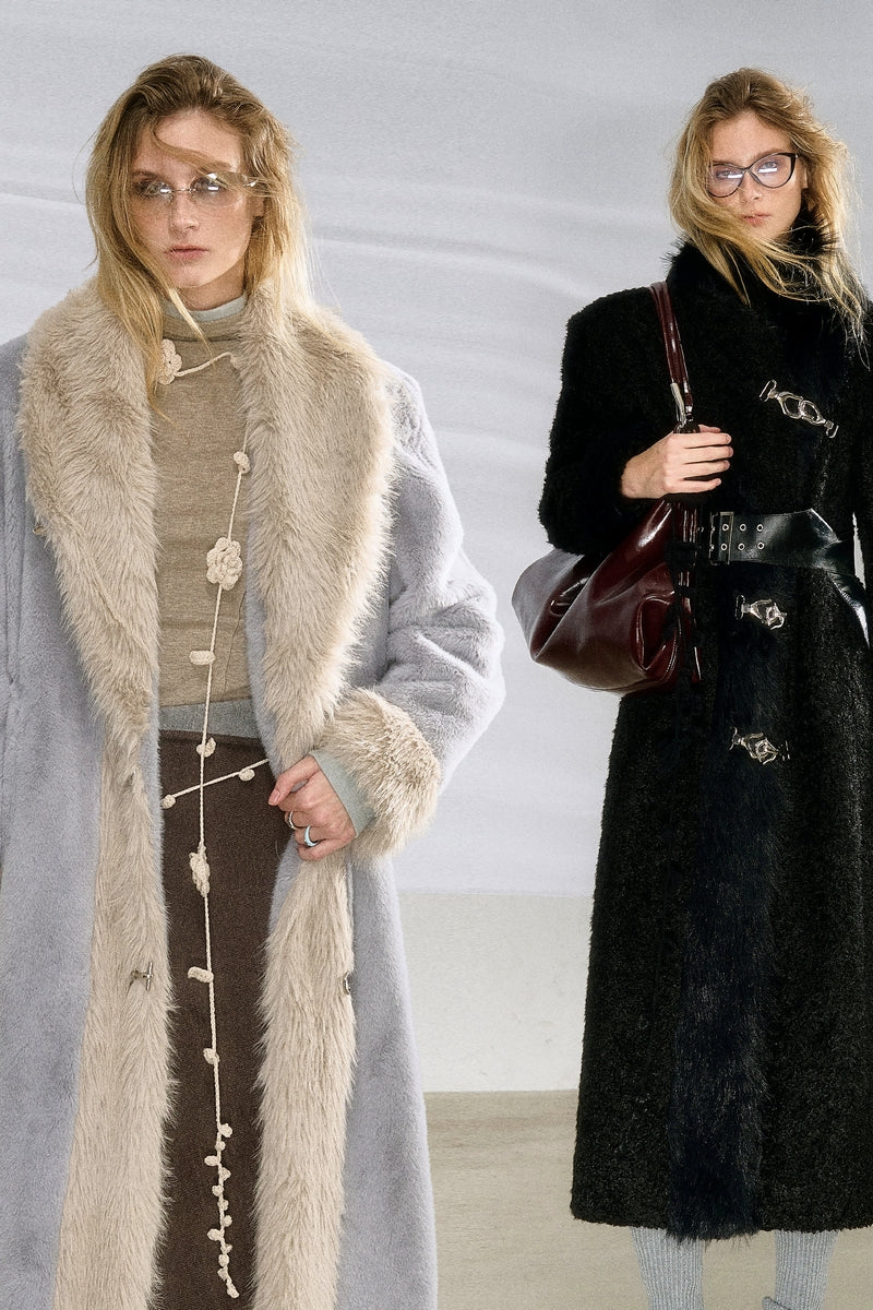 Faux Fur Wool Blend Coat