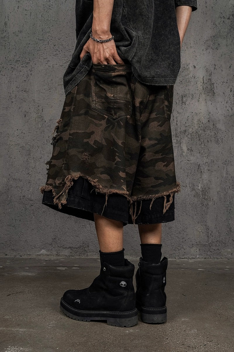 Camo Patchwork Cargo Shorts