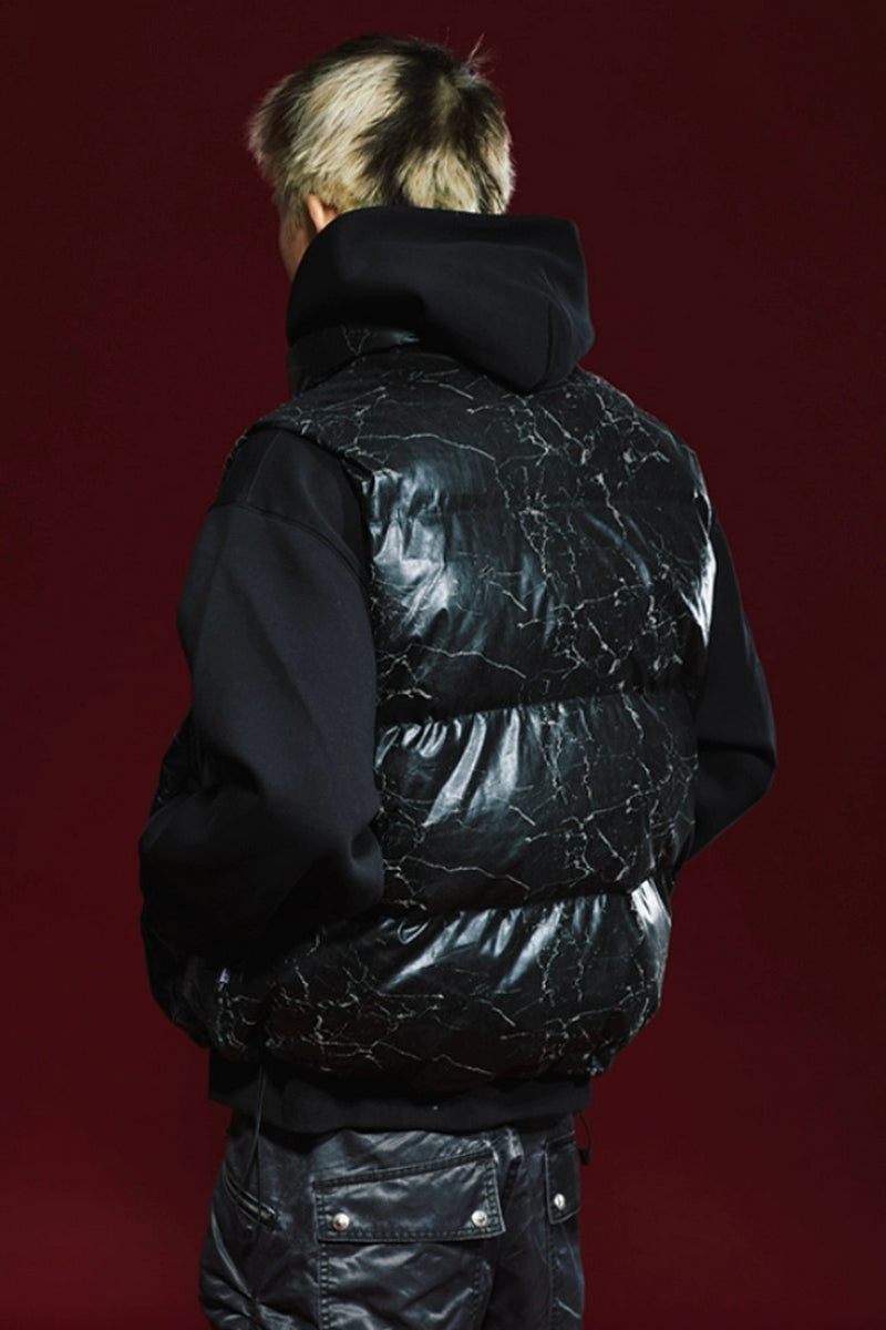 Cracked Pattern Puffer Vest