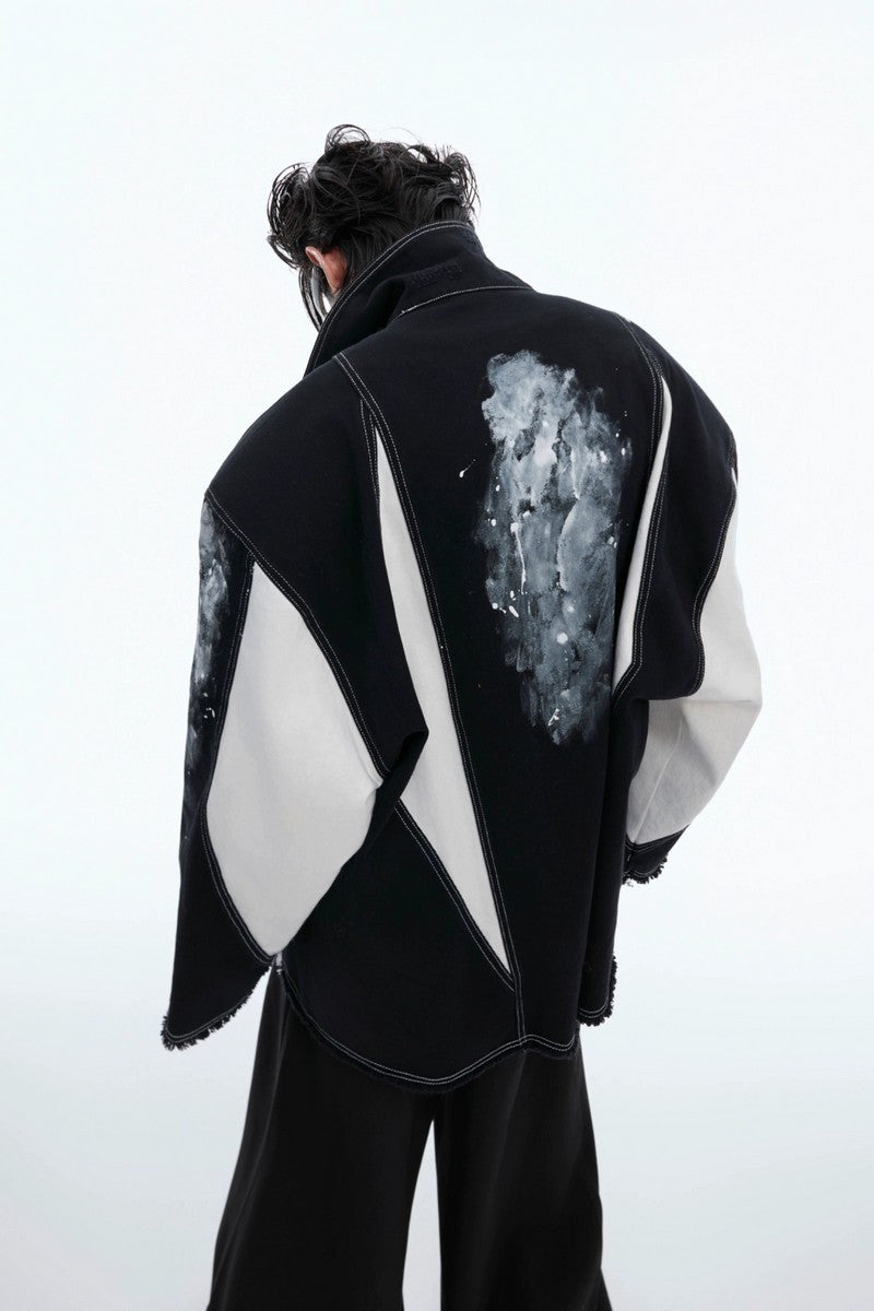 Deconstructed Contrast Dye Oversized Patchwork Jacket