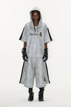 Distressed Embroidered Sports Shorts