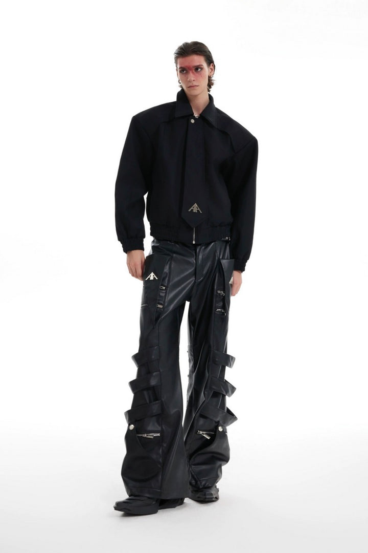 Punk Multi-Strap Metal Detail Leather Pants