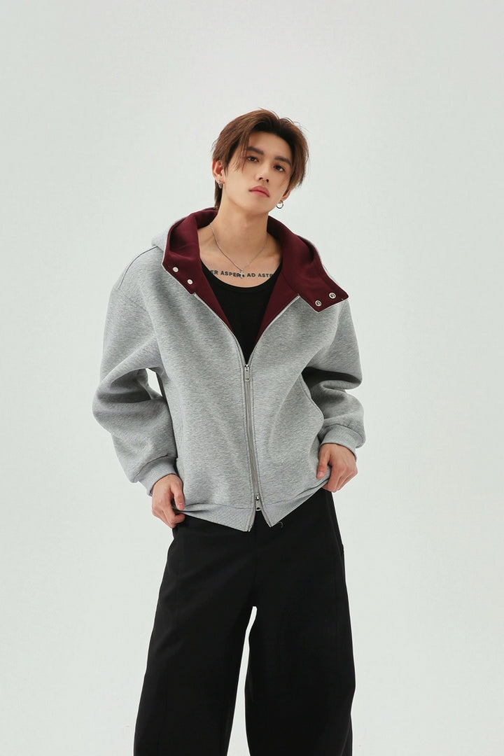 Dual Zip Hooded Sweatshirt Jacket