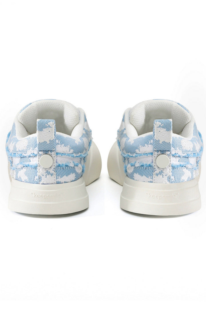 Sky Blue Canvas Chunky Sneakers