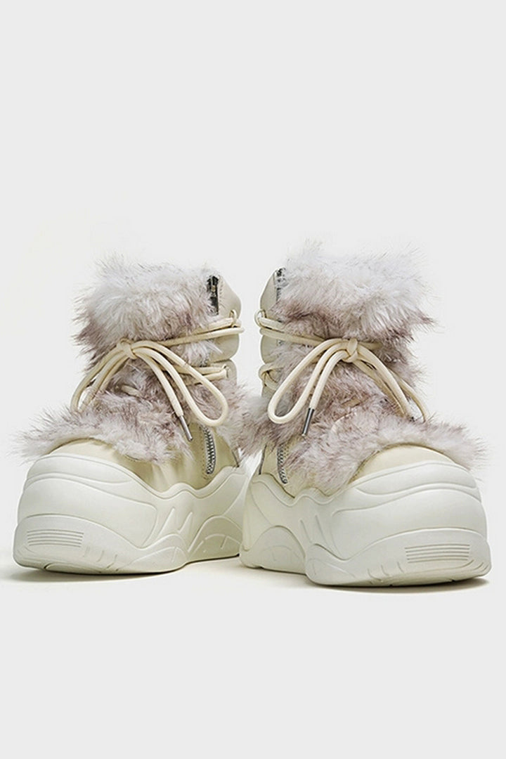 Beige Faux-Fur Snow Boots