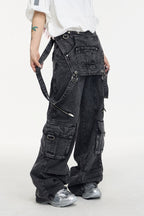 Vintage Denim Patchwork Overalls