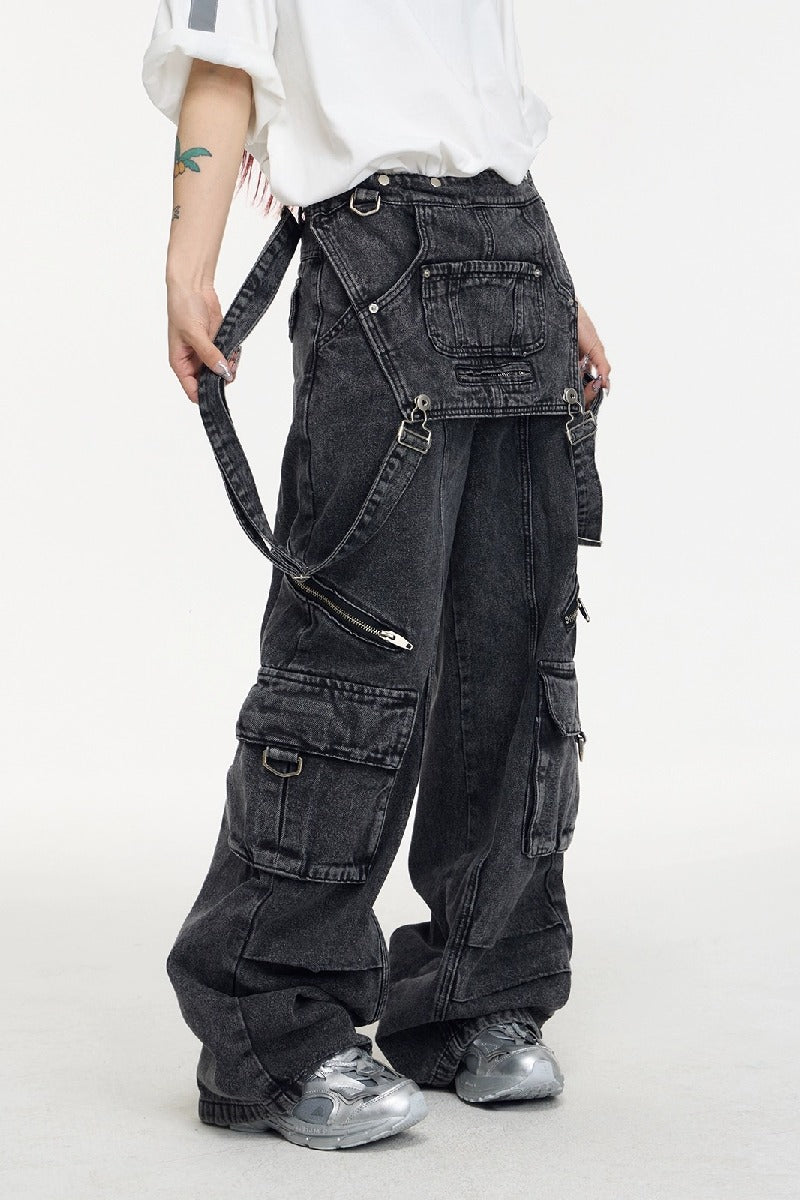 Vintage Denim Patchwork Overalls