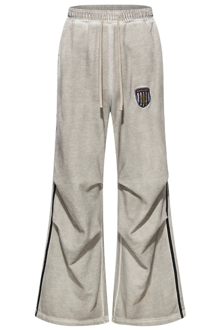 Washed Badge Pleated Jogger Pants