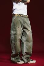 Paint-Splatter Washed Cargo Pants