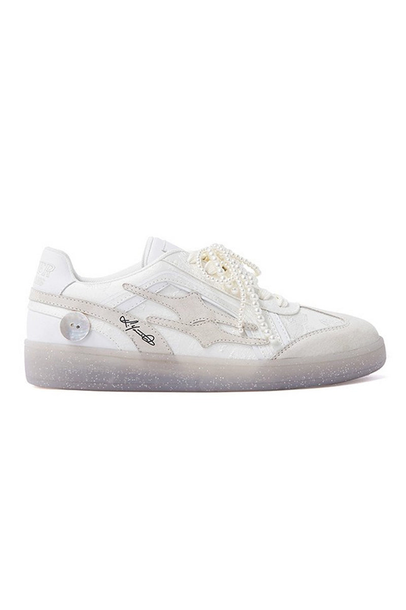 Pearl White Unisex Retro Low Top Trainers