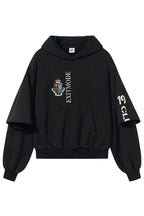Washed Embroidered Print Hoodie