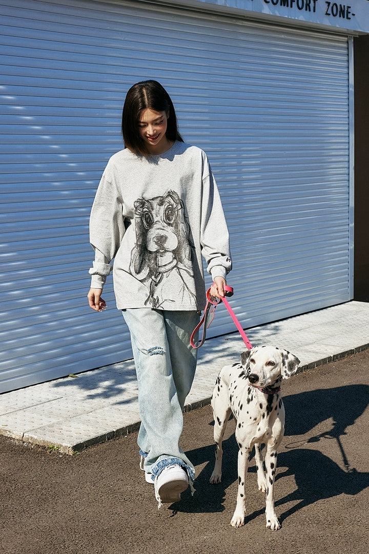 Hand-Drawn Dog Loose Fit Tee