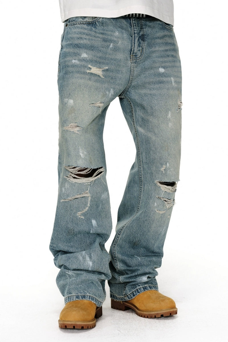 Vintage High-Waist Distressed Flare Jeans