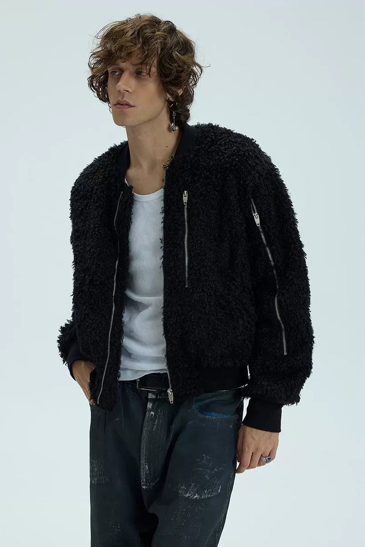 Faux Fur Lined Bomber Jacket