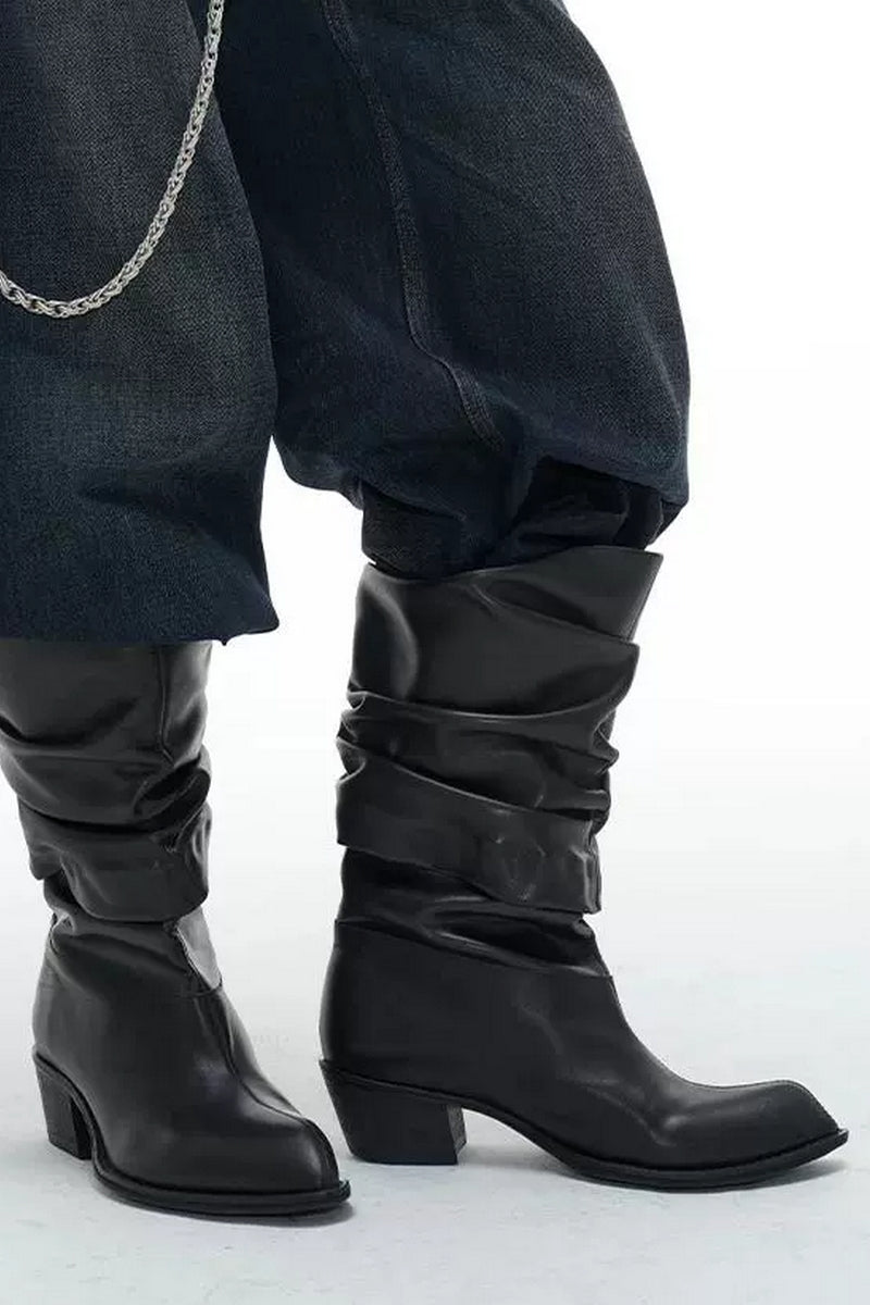 Wrinkled Leather Knight Boots - JCAESAR – Copping Zone