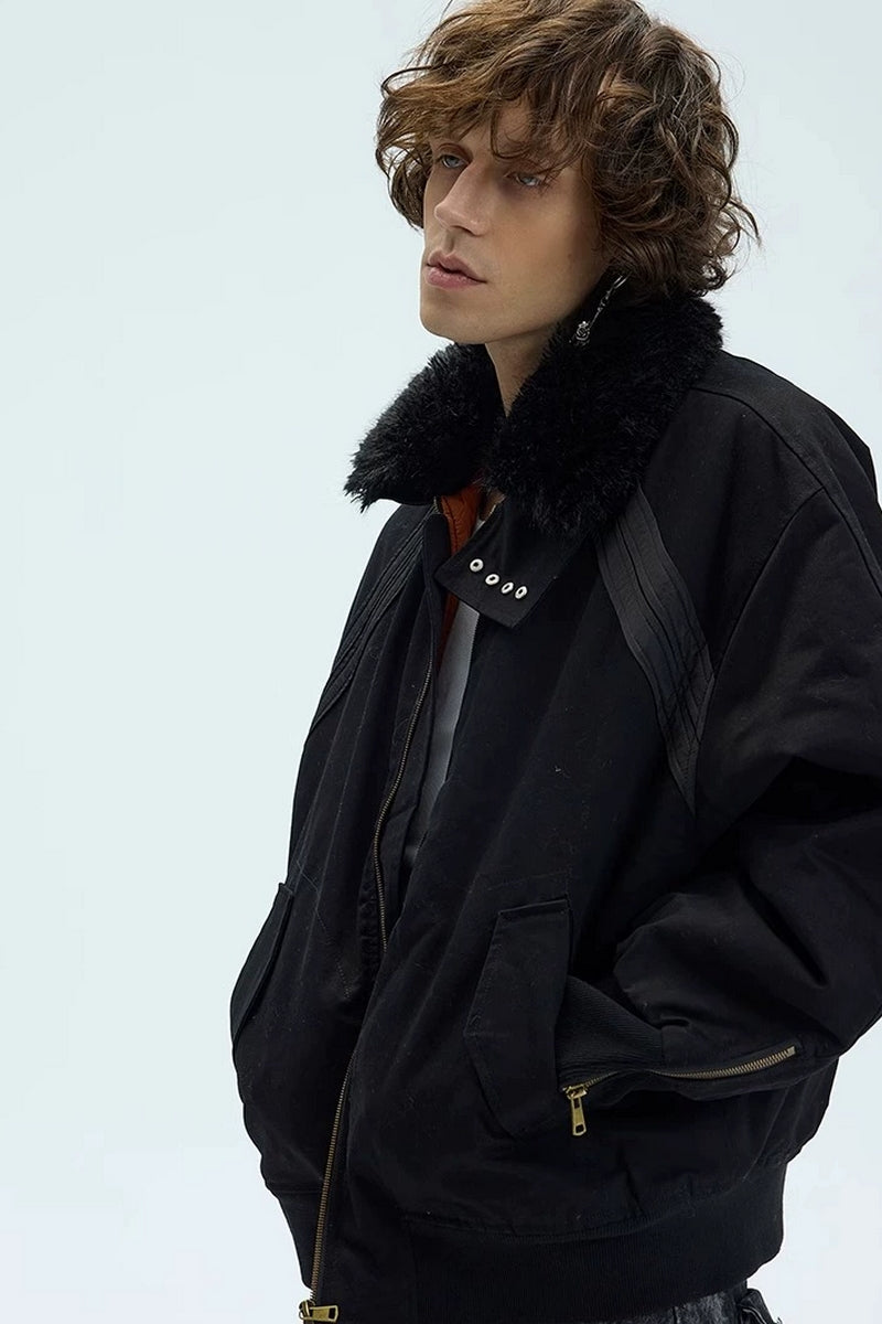 Detachable Fur Collar Padded Bomber