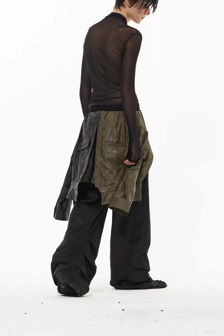 Colorblock Layered Loose Pants