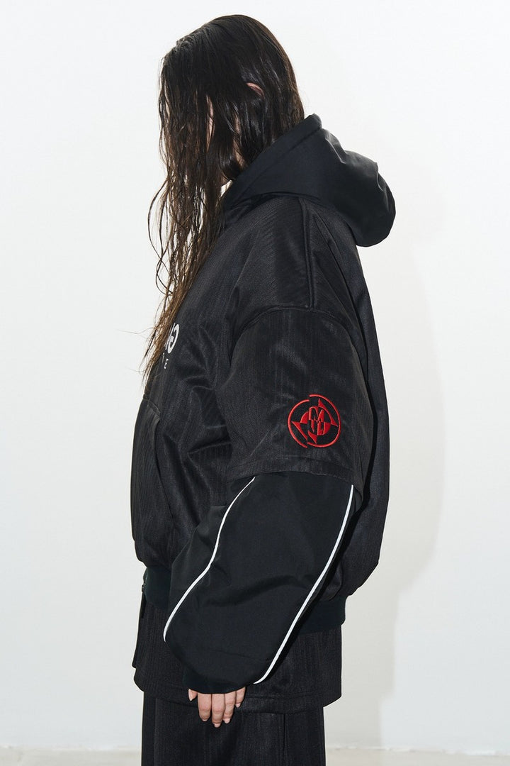 Layered Badge Hoodie Jacket