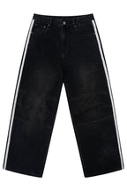 Washed Striped Loose Jeans