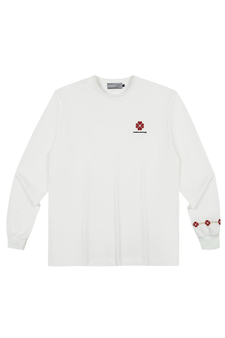 Clover Embroidery Long Sleeve Tee