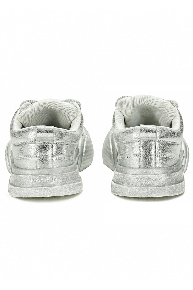 Silver Canvas Chunky Sneakers