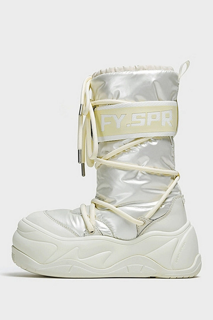 Pearl White Waterproof Snow Boots