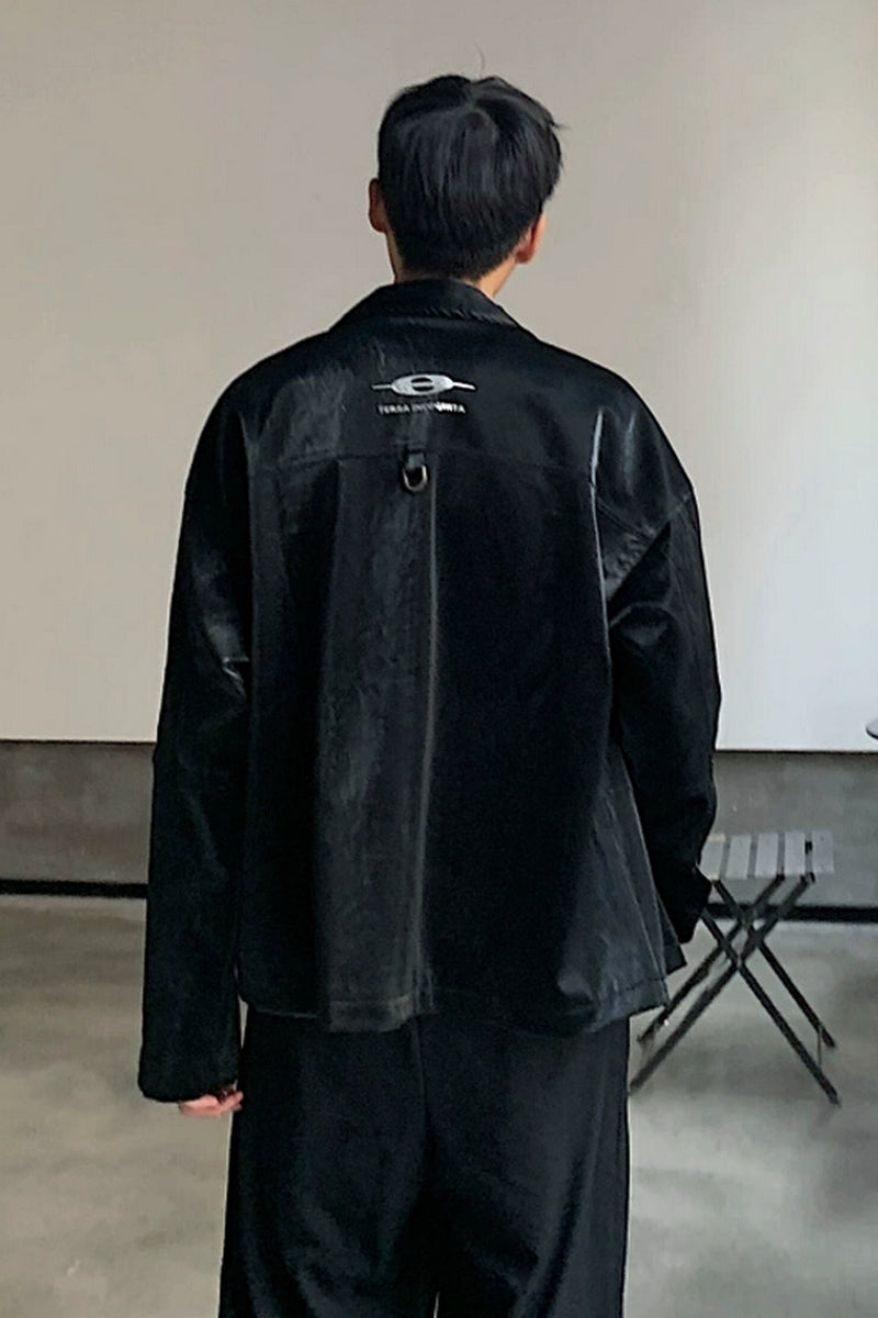 Two-Tone PU Leather Jacket