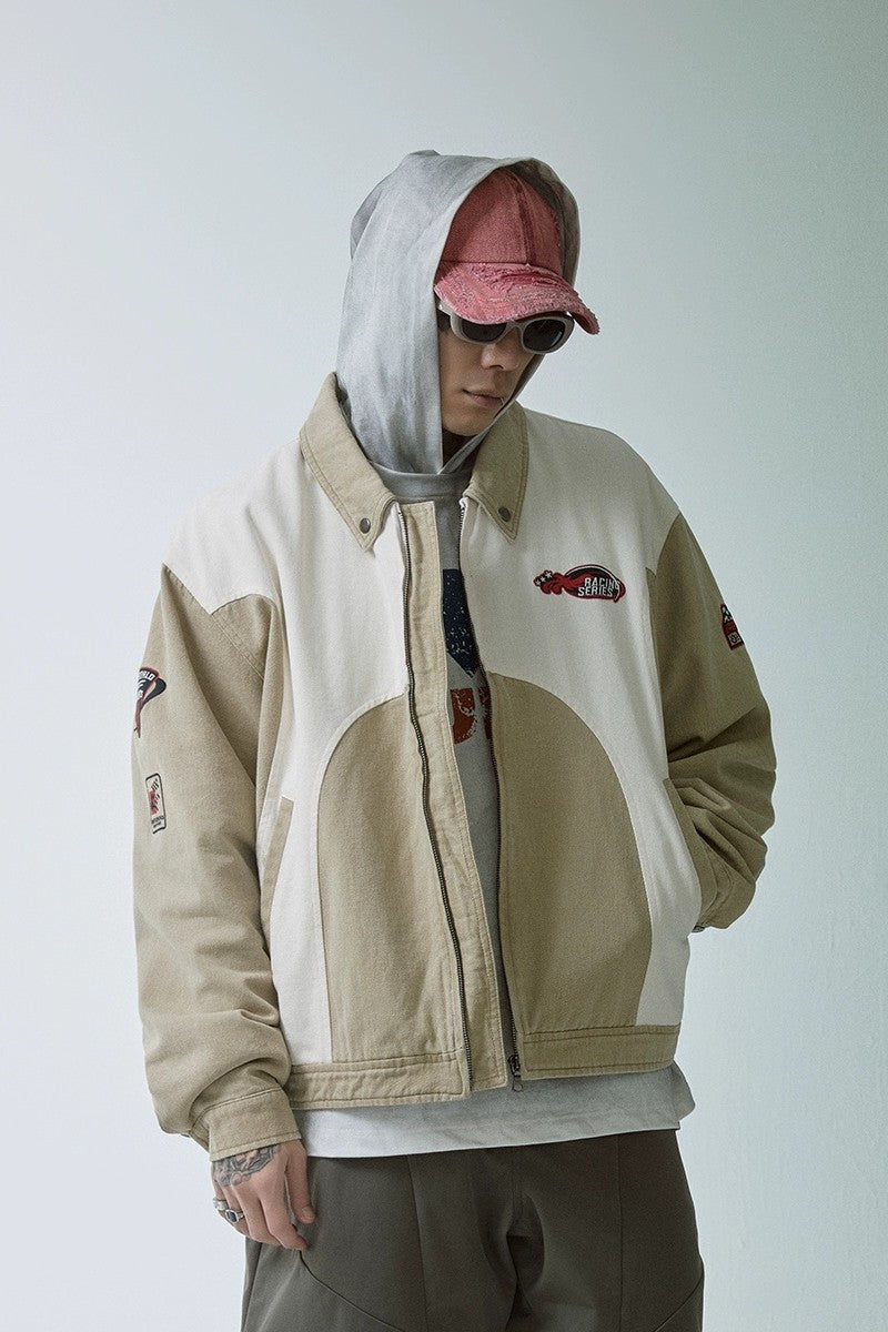 Racing Embroidered Colorblock Jacket