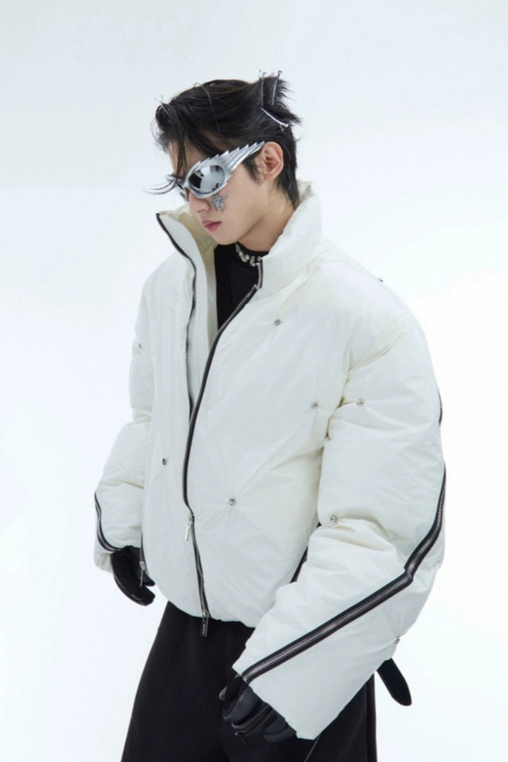 Multi-Zip Deconstructed Puffer Jacket